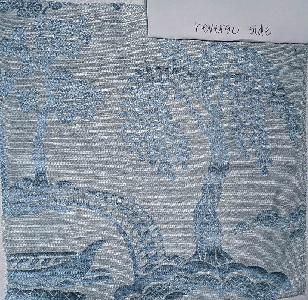 Special Order Clarence House Sukhothai Linen Silk Azure Blue Asian Damask MSRP USD 356/y