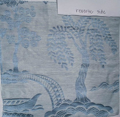 Special Order Clarence House Sukhothai Linen Silk Azure Blue Asian Damask MSRP USD 356/y