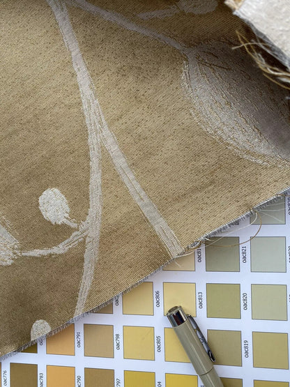 By Yd Kravet Couture Belladonna Silk Wool Damask Gold Cream Pearly Red Berry Vine MSRP$316/Y