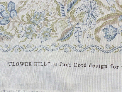 3.1 yard Scalamandre Flower Hill Linen Union Cloth Print Blue