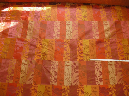 Charming 100%silk Damask Collage Tree Red Gold 528persimmon Bty