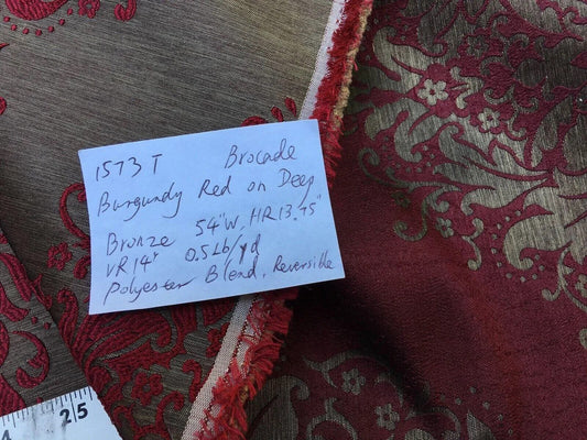 by yard Kravet Brocade Burgundy Ruby Red on Dark Copper Damask Medallion #1573