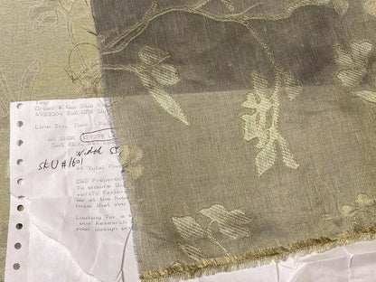 2.6Yards Beacon Hill Leiria Silk Linen Organza Damask Steel Blue Gold MSRP USD220/Y #1601