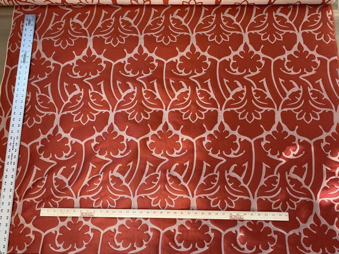 2 yards Kravet Couture Barbara Barry Old World Scarlet Red 100% Silk Damask MSRP USD248/y