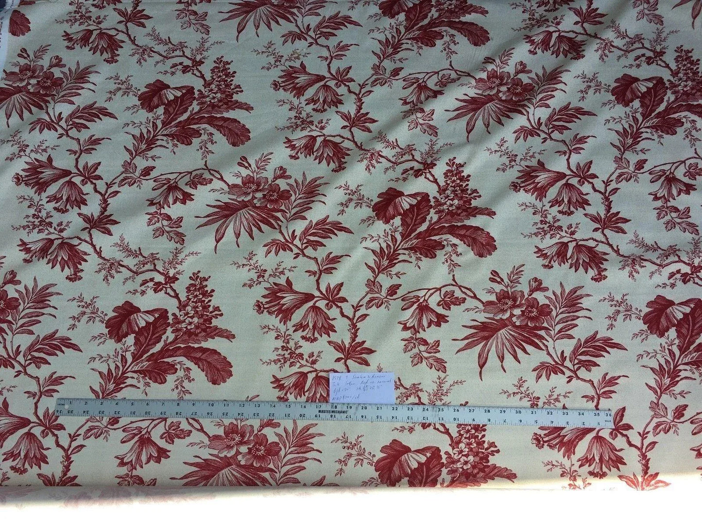 4.75Y Stroheim &amp; Romann Toile Print Cotton Plantation Red on Natural Country #1578