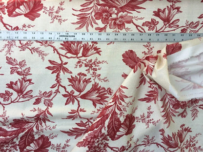 4.75Y Stroheim &amp; Romann Toile Print Cotton Plantation Red on Natural Country #1578