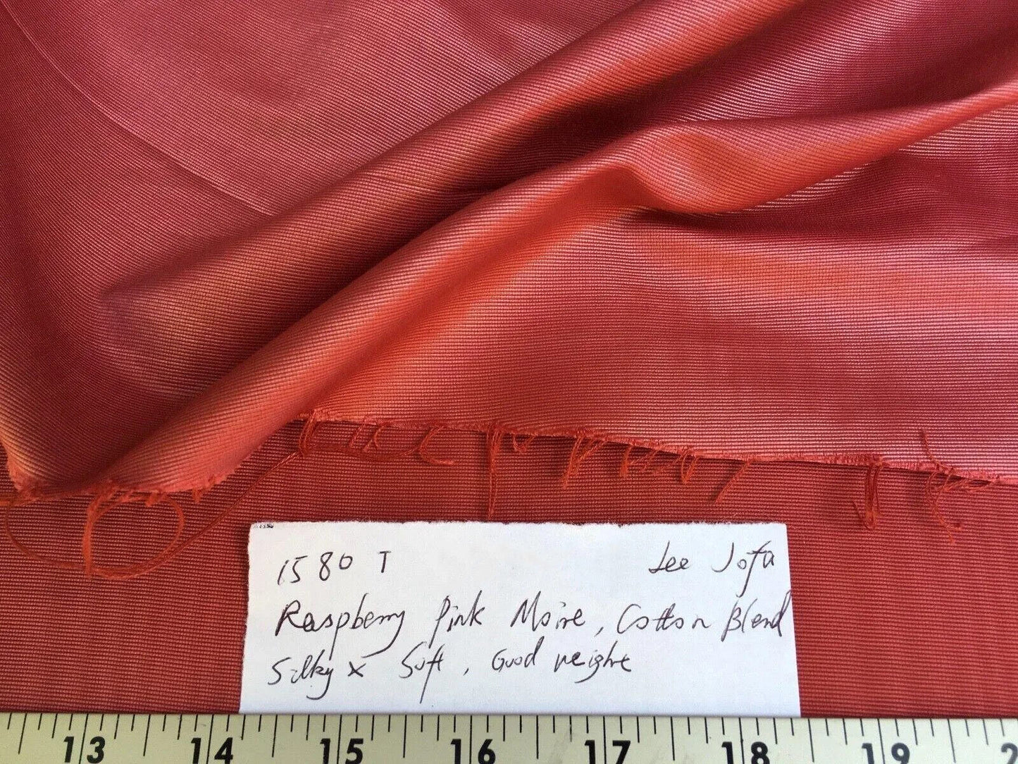 By Yd Lee Jofa Raspberry Red Moire Cotton Rich Iridescent! #1580