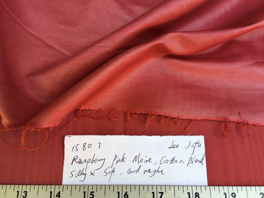 By Yd Lee Jofa Raspberry Red Moire Cotton Rich Iridescent! #1580