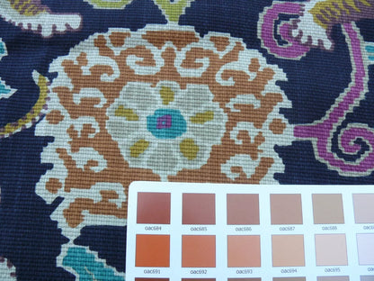 1Yard Shishi Tiger on Peony Cloud 100% Cotton Black Turquoise Pink MSRP USD88/yard