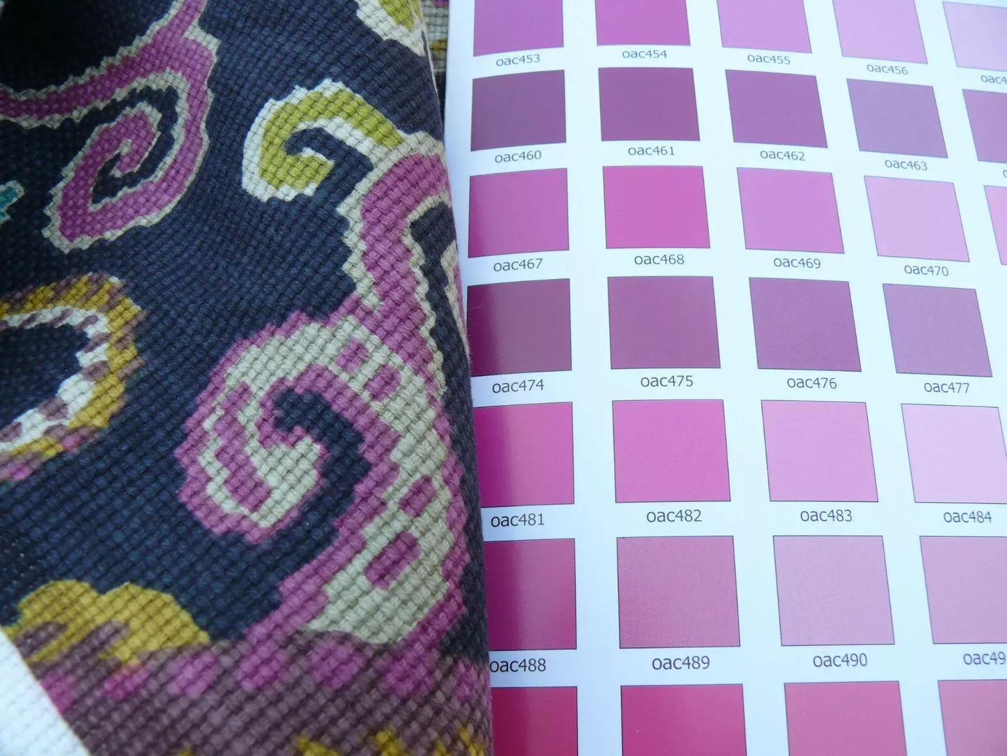 1Yard Shishi Tiger on Peony Cloud 100% Cotton Black Turquoise Pink MSRP USD88/yard