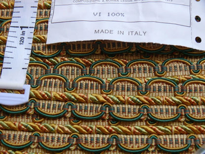 by yard HiEND Italian Tape Gimp Trim Emerald Green Orange Gold 100% Viscose Plastic6