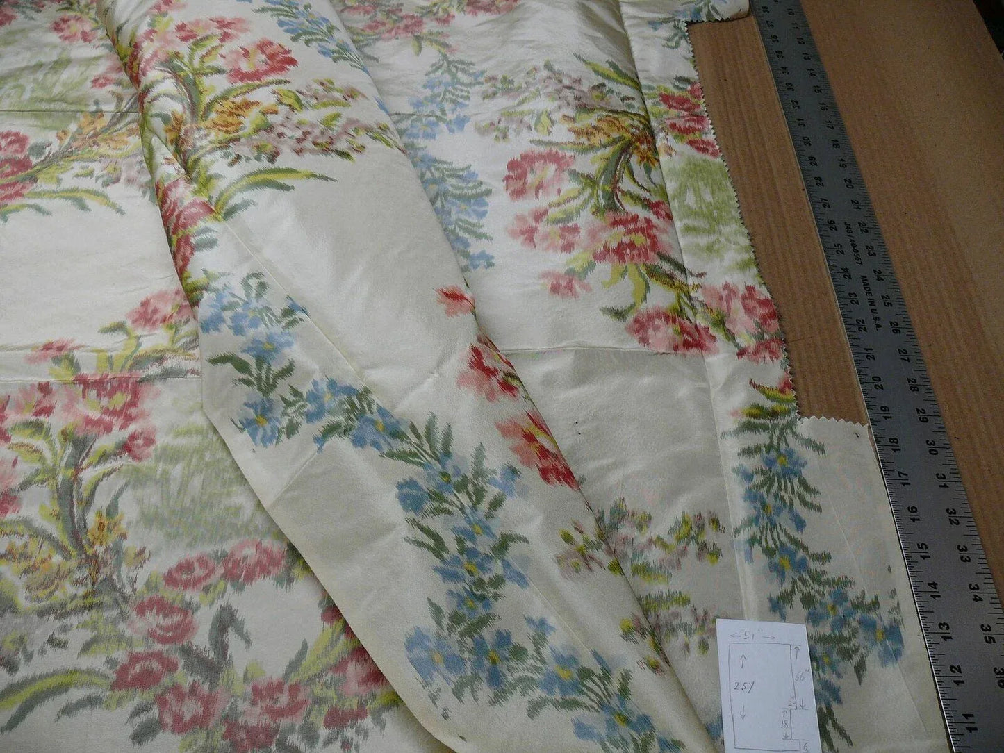 2.5Y yards Tassinari &amp; Chatel Silk Warp Print Les Ruines Fond Creme MSRP US 2214/yard