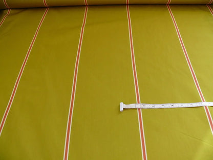 By yard Clarence House Palio Avocado Green and Red Cotton Stripe From Italy #557