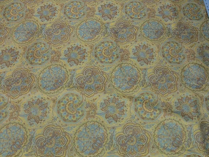 By yd 100% Silk Lampas Kaleidoscope Paisley Blue Gold Bronze MSRP$300+/y
