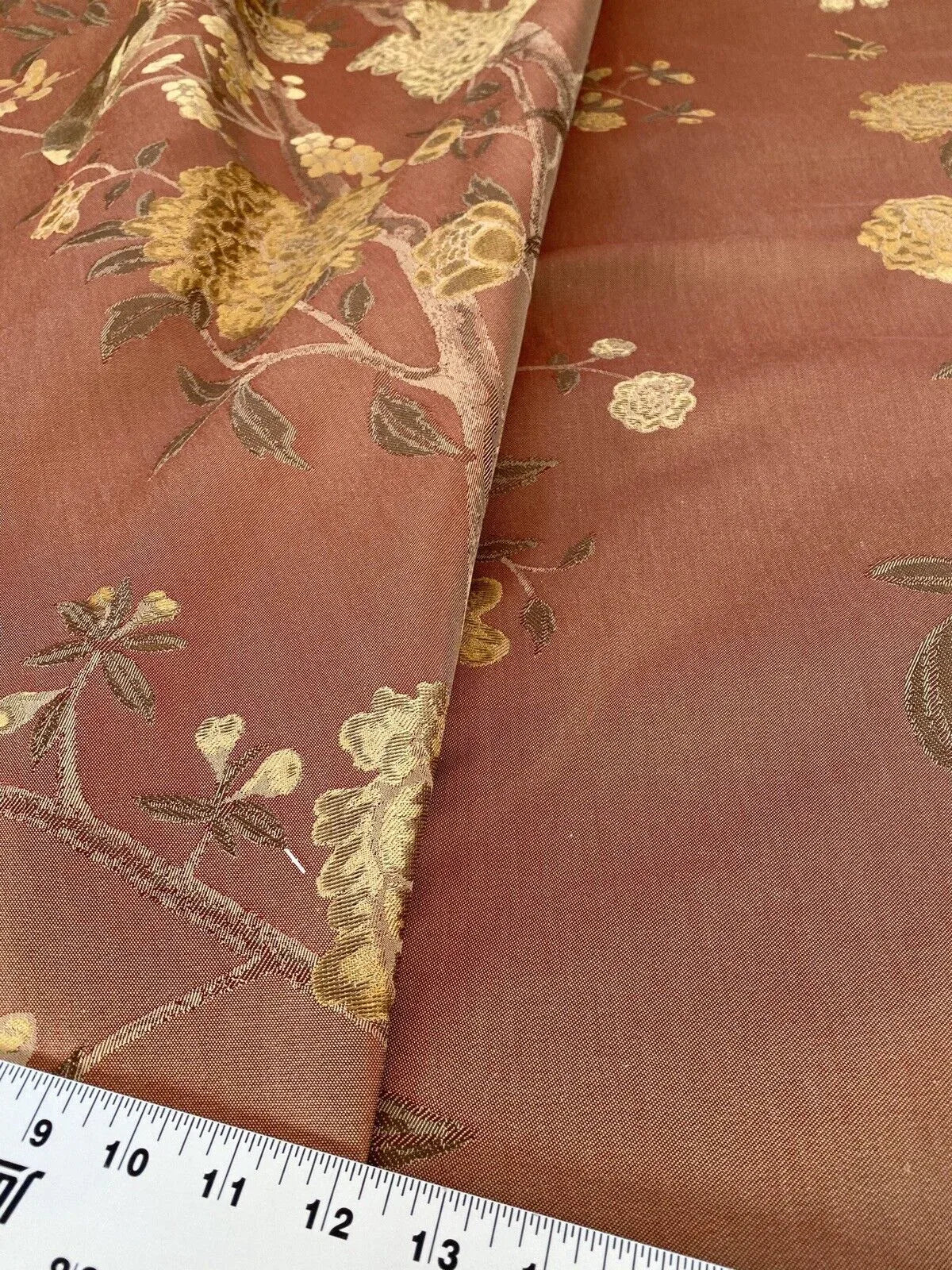 10.75yards Lee Jofa Japanese Garden Plum Red Gold Bird Peony Chinoiserie