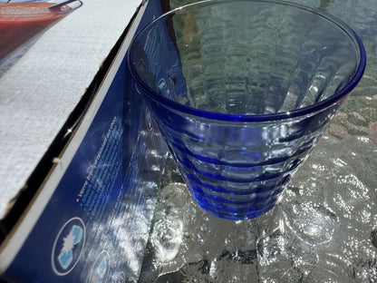 Duralex Prisme Marine Tumbler 6 oz x 6 cups Blue Glass DURABLE! Made in France Set of 6 MSRP USD39