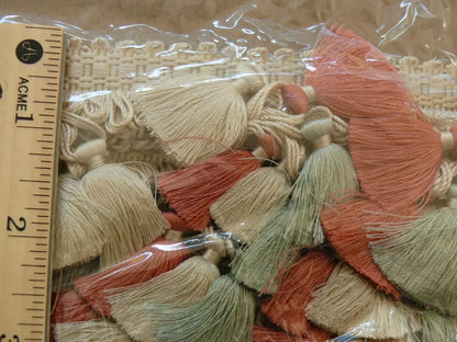 By Yard Scalamandre Jules Verne 100% Silk Tassel Sand Coral Teal FT44-045 MSRP USD 188/y