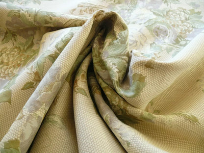 By yard Scalamandre Cote Traditional Bouquet Lampas Greige Sage Green Tan English Rose Wool Cotton MSRP$160/Y