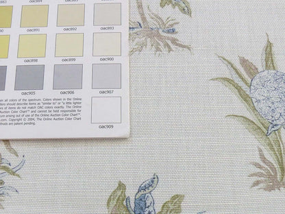 3.1 yard Scalamandre Flower Hill Linen Union Cloth Print Blue