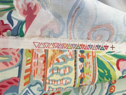 4.8Y Brunschwig &amp; Fils Sunderland Celedon Artistic Floral Linen/Cotton Historical Print Chintz MSRP$194/y