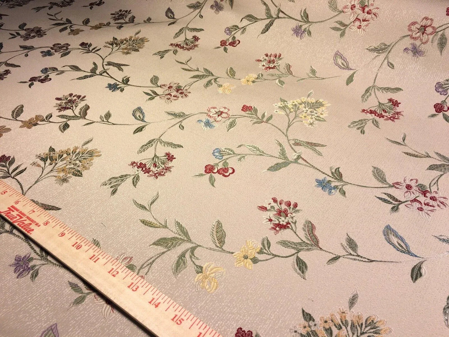 Pindler &amp; Pindler Brocade Flower Trellis Red Sage Beige Gold 9.5+1.2Y #1568