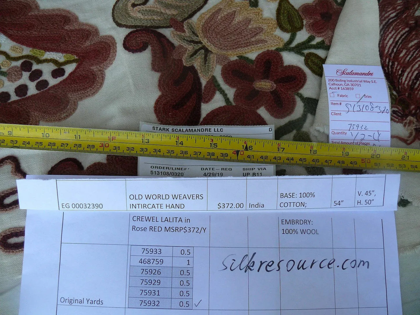 Scalamandre Magnificent Lalita Crewel Heavy Paisley 0.5Y MSRP 372/Y