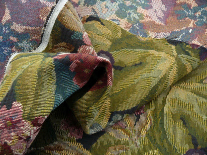 By Yd Tapestry Plums Tropical Foliage &amp; Purple Grapes Green Red Hi End #1551