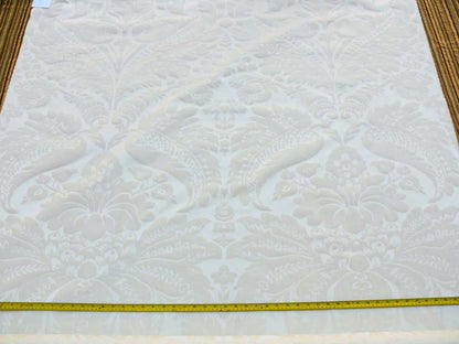 By Yard Scalamandre "Hunt Damask" in Special Ivory 100% Cotton Renaissance Damask Heavy MSRP USD300+/Y