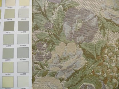 By yard Scalamandre Cote Traditional Bouquet Lampas Greige Sage Green Tan English Rose Wool Cotton MSRP$160/Y