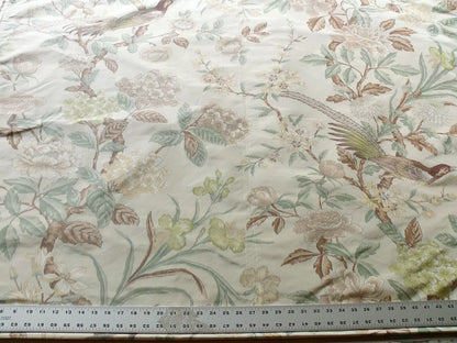 1.1y Scalamandre Oiseau des Exotique 100% Silk Warp Print Bird Beige Cream