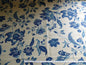 1.9Y  Osborne $ Little/Nina Campbell White Indigo &amp; Beige Blue Linen Print #887