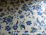 1.9Y  Osborne $ Little/Nina Campbell White Indigo &amp; Beige Blue Linen Print #887