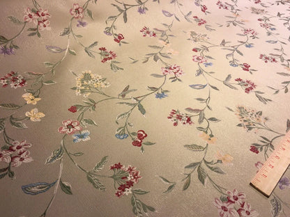 Pindler &amp; Pindler Brocade Flower Trellis Red Sage Beige Gold 9.5+1.2Y #1568