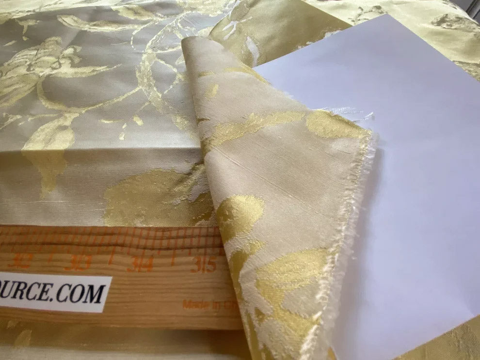 Beacon Hill 1.85Y Bocelli Aria Damask in Lemoncello 100% Silk Sparkling Yellow Gold White MSRP$200+/YD