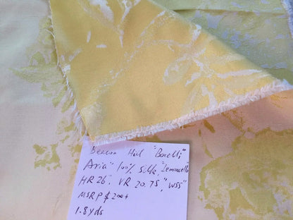 Beacon Hill 1.85Y Bocelli Aria Damask in Lemoncello 100% Silk Sparkling Yellow Gold White MSRP$200+/YD