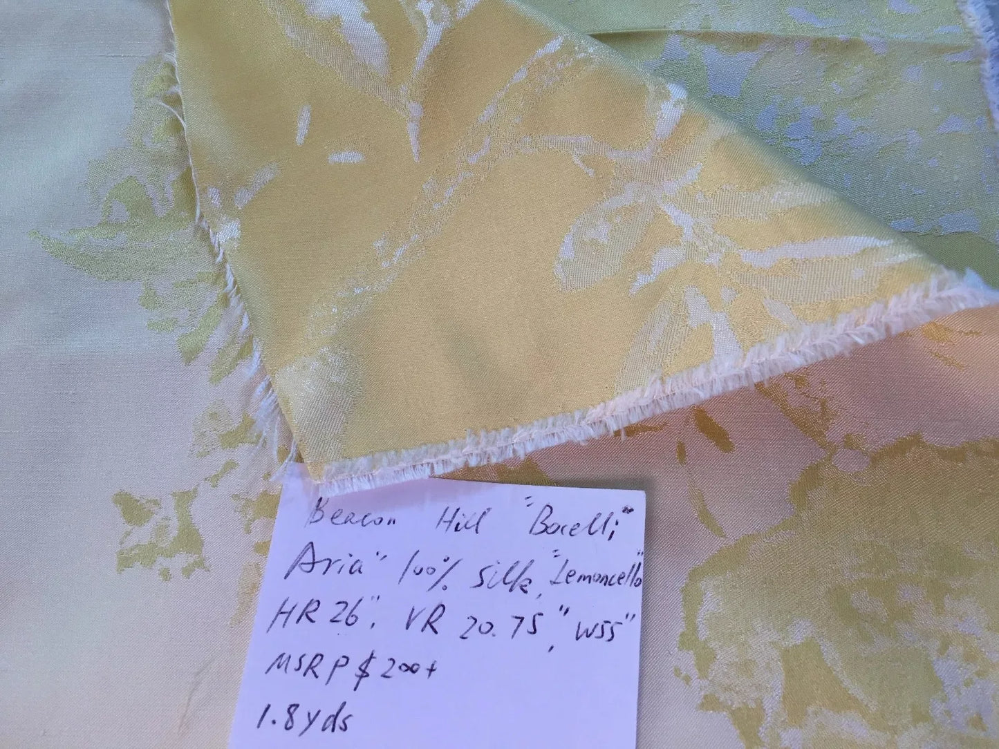 Beacon Hill 1.85Y Bocelli Aria Damask Lemoncello MSRP$200+/YD