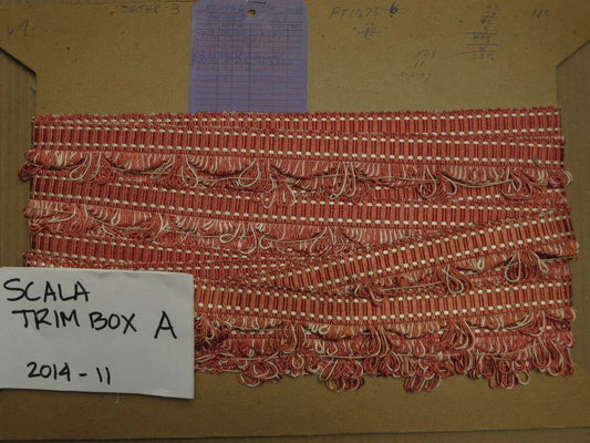 11Y FT1073-6 Scalamandre Designer Trim 100% silk Real Pink Strawberry with Cream Scallop Box A MSRP USD 180+/yard