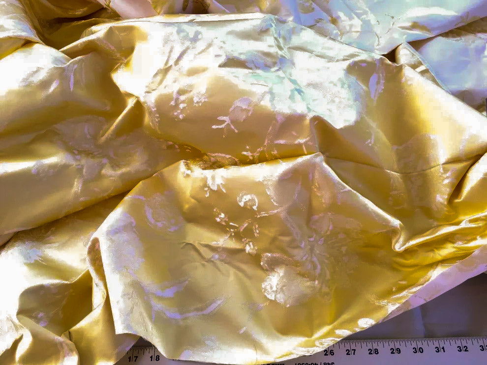 Beacon Hill 1.85Y Bocelli Aria Damask in Lemoncello 100% Silk Sparkling Yellow Gold White MSRP$200+/YD