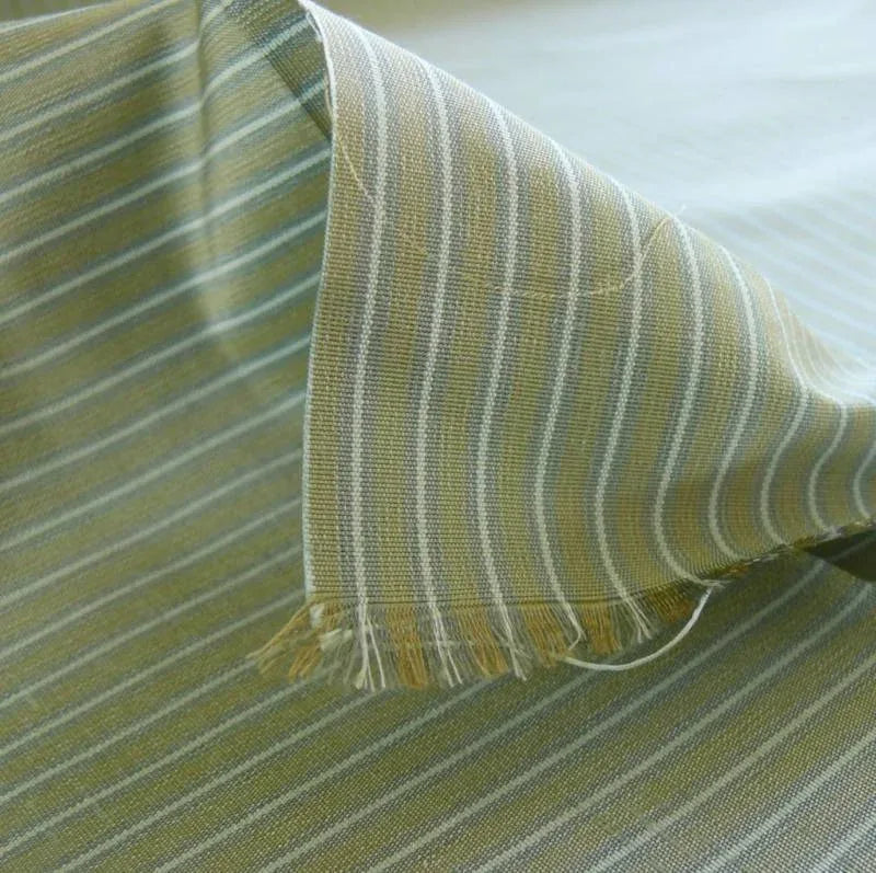 by yard Coraggio Silk Faille Taffeta Stripe Aqua Sage Blue White Pin Stripe