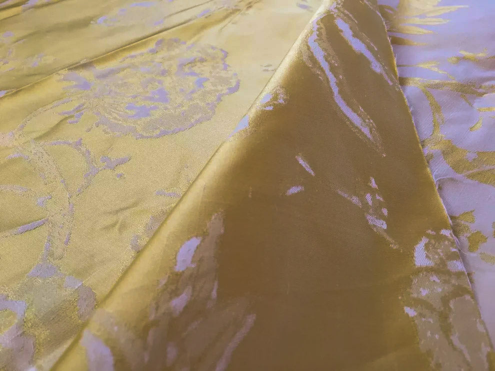 Beacon Hill 1.85Y Bocelli Aria Damask in Lemoncello 100% Silk Sparkling Yellow Gold White MSRP$200+/YD