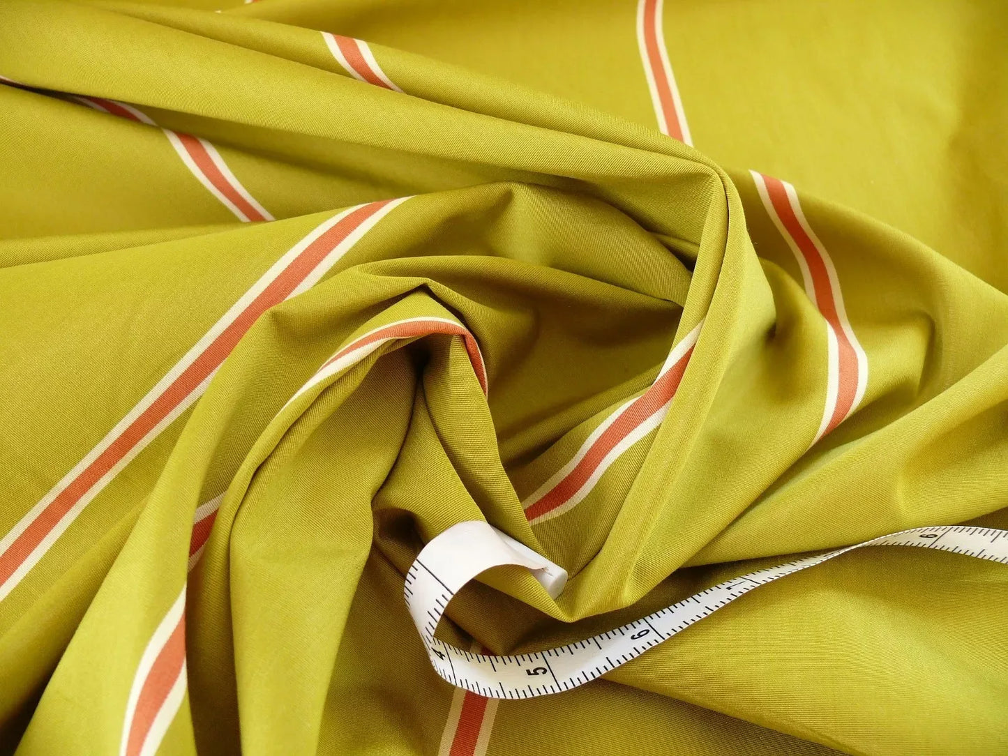 By yard Clarence House Palio Avocado Green and Red Cotton Stripe From Italy #557