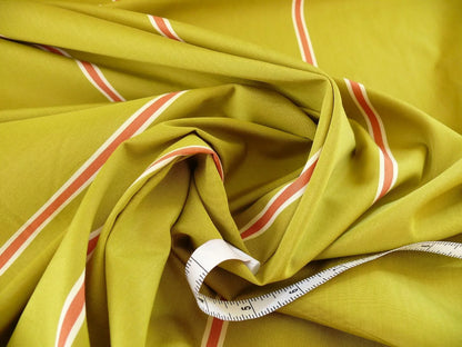By yard Clarence House Palio Avocado Green and Red Cotton Stripe From Italy #557