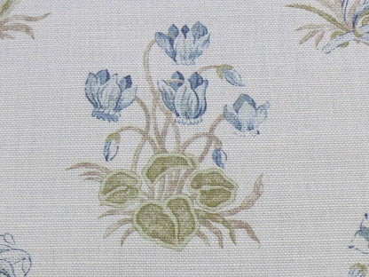 3.1 yard Scalamandre Flower Hill Linen Union Cloth Print Blue