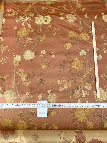 10.75yards Lee Jofa Japanese Garden Plum Red Gold Bird Peony Chinoiserie