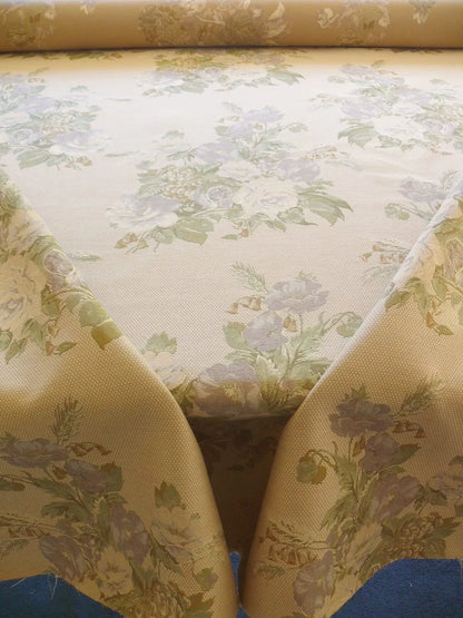 By yard Scalamandre Cote Traditional Bouquet Lampas Greige Sage Green Tan English Rose Wool Cotton MSRP$160/Y