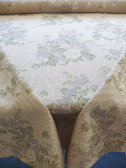 By yard Scalamandre Cote Traditional Bouquet Lampas Greige Sage Green Tan English Rose Wool Cotton MSRP$160/Y