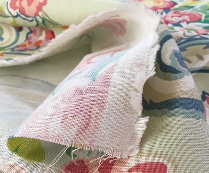 4.8Y Brunschwig &amp; Fils Sunderland Celedon Artistic Floral Linen/Cotton Historical Print Chintz MSRP$194/y