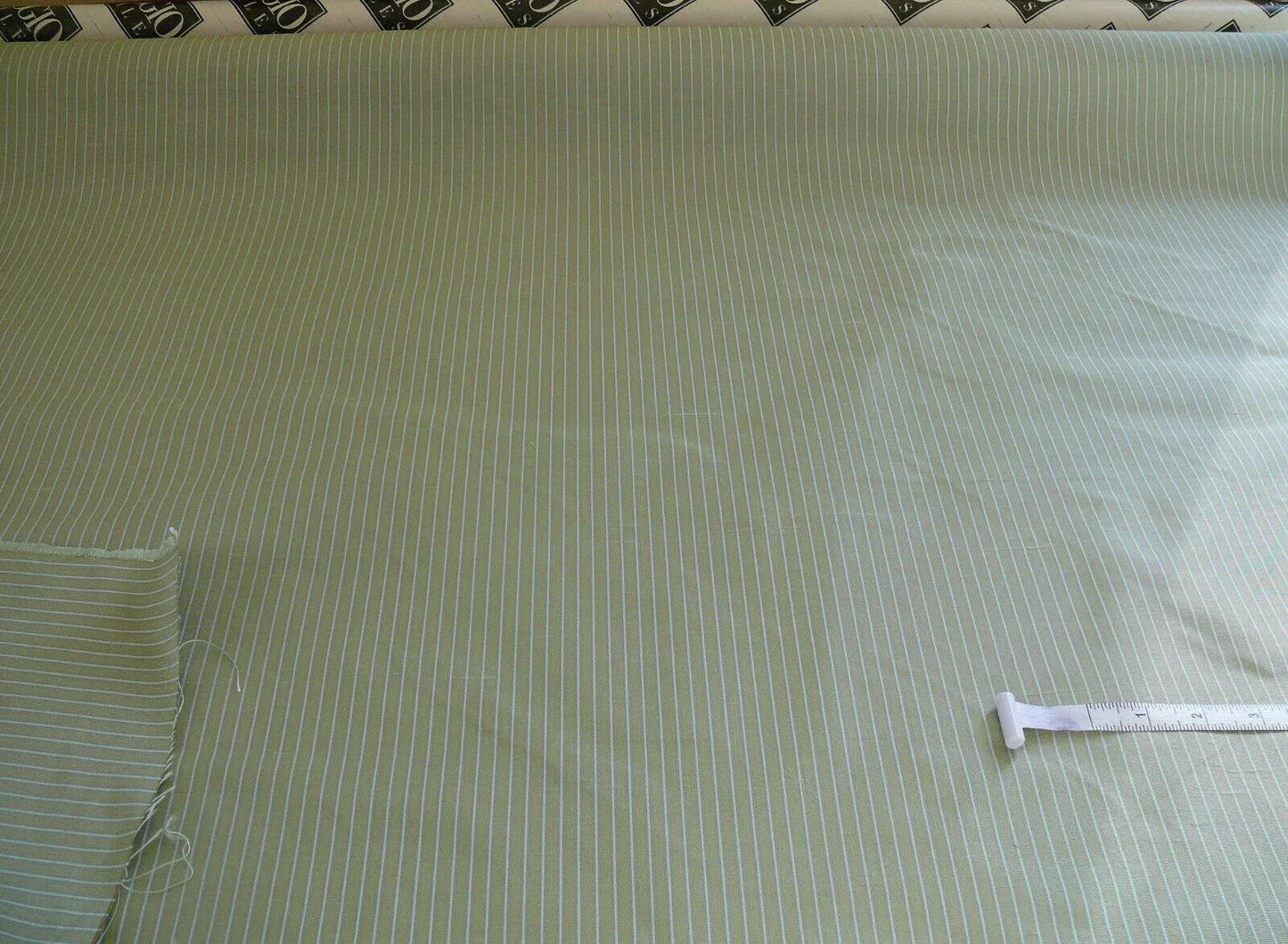 by yard Coraggio Silk Faille Taffeta Stripe Aqua Sage Blue White Pin Stripe