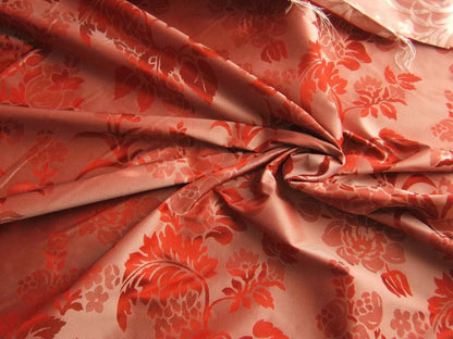 By Yd Scalamandre Baranzelli Superb 100% Silk Damask Crimson Red &amp; Silver Flower Art Deco Italy SKU90