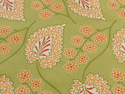 By yard Scalamandre Winslett Foliage Cotton Print in Green Red Orange White Hand Printed in Italy MSRP$160/Y